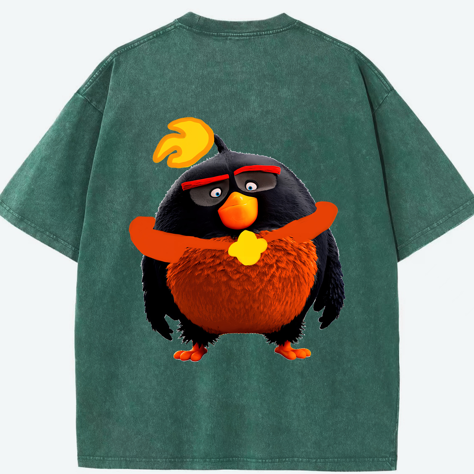 （画像用） Angry Birds アングリーバード 綿100% ヴィンテージ風 半袖Tシャツ（背面プリント）